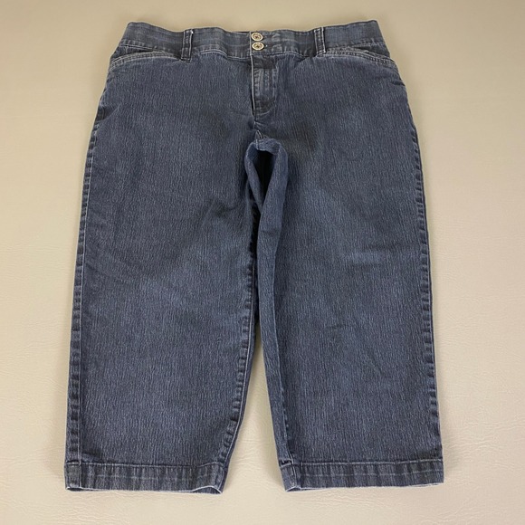 CJ Banks Denim Capri Jeans Pants Plus Size 16W Blue Cotton Blend Casual - Picture 1 of 13